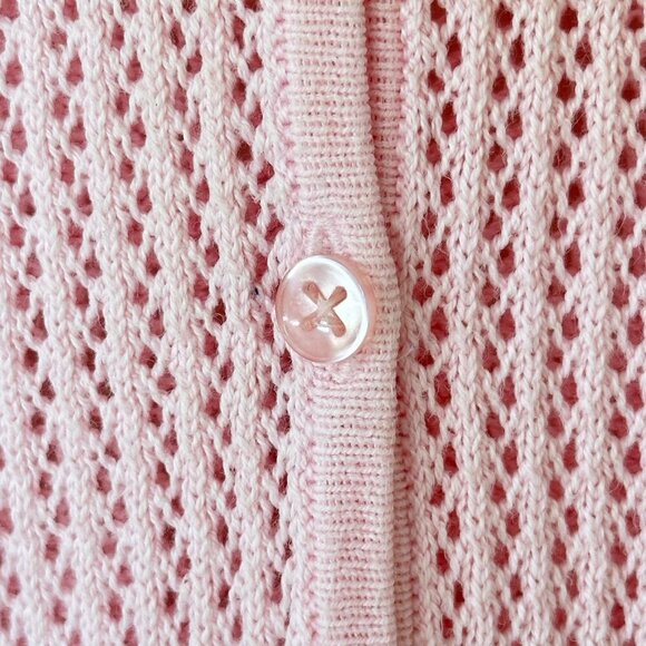 Jeanne Pierre Vintage‎ Pink Camisole Crocheted Lacy Open Weave Sweater Medium - Picture 3 of 12